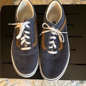 Vans Denim and Brown Youth Sneakers EUC